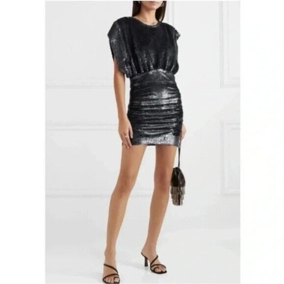 IRO Miracle sequined stretch-jersey mini dress Size 44 US 12 Evening - Picture 1 of 10